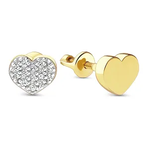 Серьги из желтого золота с фианитами