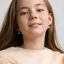 Серьги детские из красного золота с жемчугом и фианитами