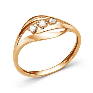 Кольцо из красного золота с фианитами