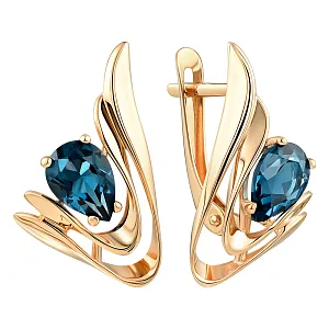 Серьги из красного золота с лондон топазами