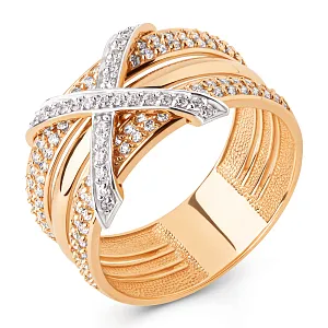 Кольцо из красного золота с фианитами