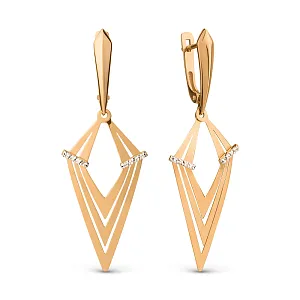 Серьги из красного золота с фианитами