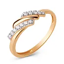 Кольцо из красного золота с фианитами