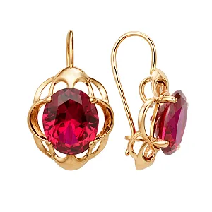 Серьги из красного золота с корундами