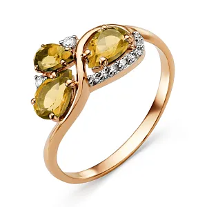 Кольцо из красного золота с цитрином
