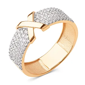 Кольцо из красного золота с фианитами