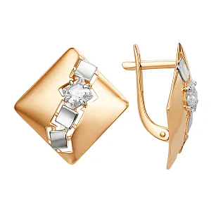 Серьги из красного золота с фианитами