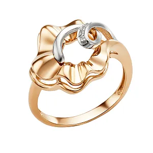 Кольцо из красного золота с фианитами