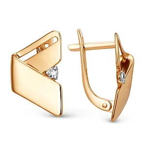 Серьги из красного золота с фианитами