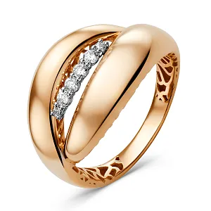 Кольцо из красного золота с фианитами