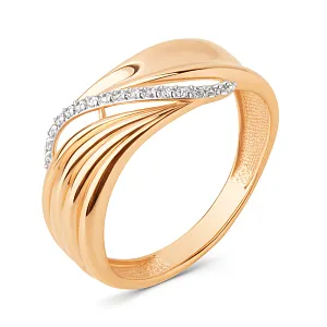 Кольцо из красного золота с фианитами