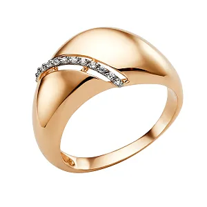 Кольцо из красного золота с фианитами