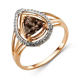 Кольцо из красного золота с раухтопазом