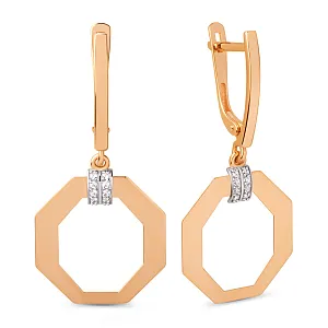 Серьги из красного золота с фианитами