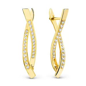 Серьги из желтого золота с фианитами