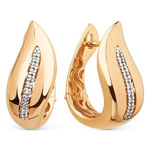 Серьги из красного золота с фианитами