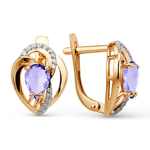 Серьги из красного золота с аметистами