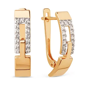 Серьги из красного золота с фианитами