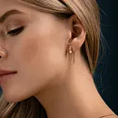 Серьги пусеты из красного золота с фианитами