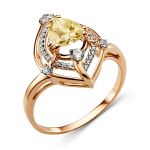 Кольцо из красного золота с цитрином