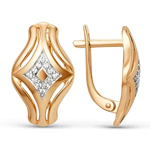 Серьги из красного золота с фианитами