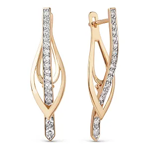 Серьги из желтого золота с фианитами