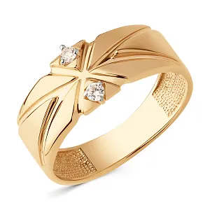 Кольцо из красного золота с фианитами