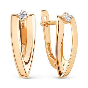 Серьги из красного золота с фианитами