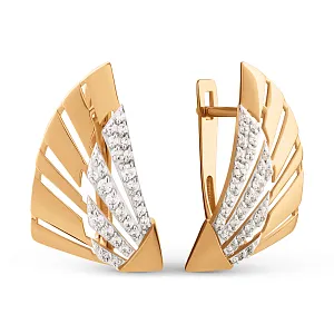 Серьги из красного золота с фианитами