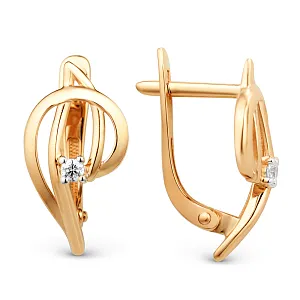 Серьги из красного золота с фианитами