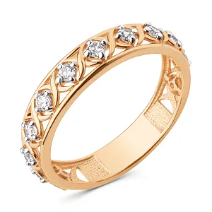 Кольцо из красного золота с фианитами