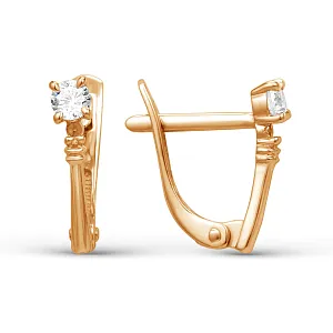 Серьги из красного золота с фианитами