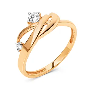 Кольцо из красного золота с фианитами