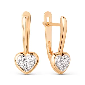 Серьги из красного золота с фианитами