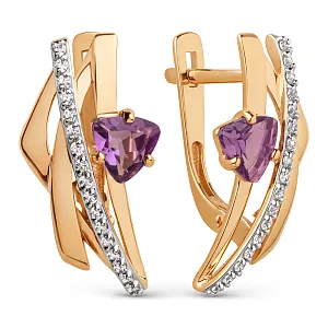 Серьги из красного золота с аметистами