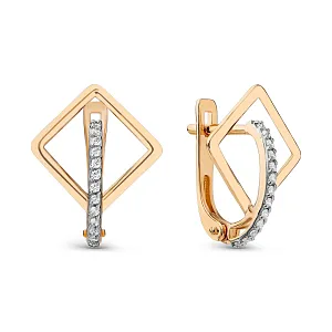 Серьги из красного золота с фианитами