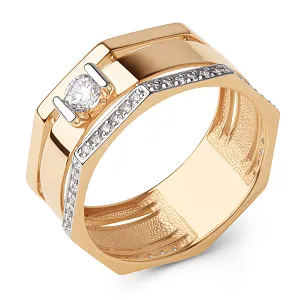 Кольцо из красного золота с фианитами