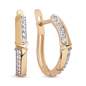 Серьги из красного золота с фианитами