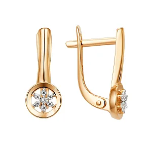 Серьги из красного золота с фианитами