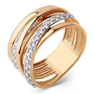 Кольцо из красного золота с фианитами