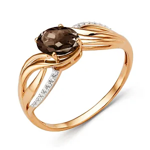 Кольцо из красного золота с раухтопазом