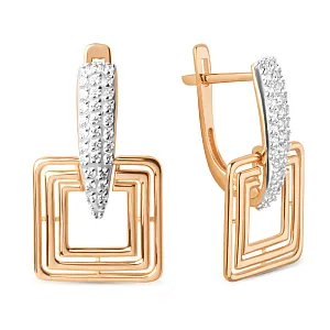 Серьги из красного золота с фианитами