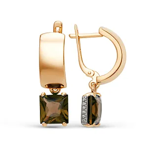 Серьги из красного золота с раухтопазами