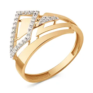 Кольцо из красного золота с фианитами