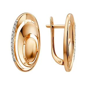 Серьги из красного золота с фианитами