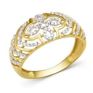 Кольцо из желтого золота с фианитами