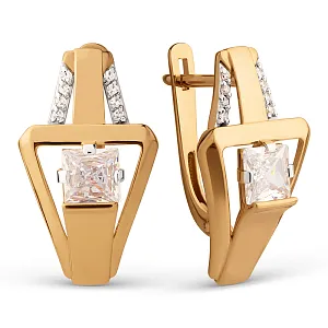 Серьги из красного золота с фианитами