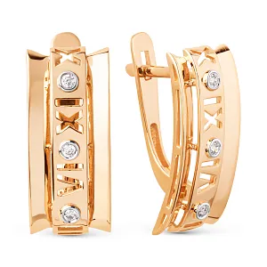 Серьги из красного золота с фианитами