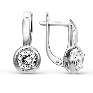 Серьги из белого золота с фианитами