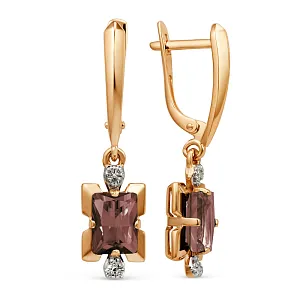 Серьги из красного золота с раухтопазами